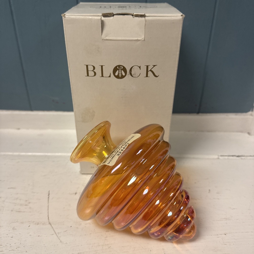 Bombay Company‎ Orange Luster Orchid Handblown Style Art Glass Vase, MCM Glass
